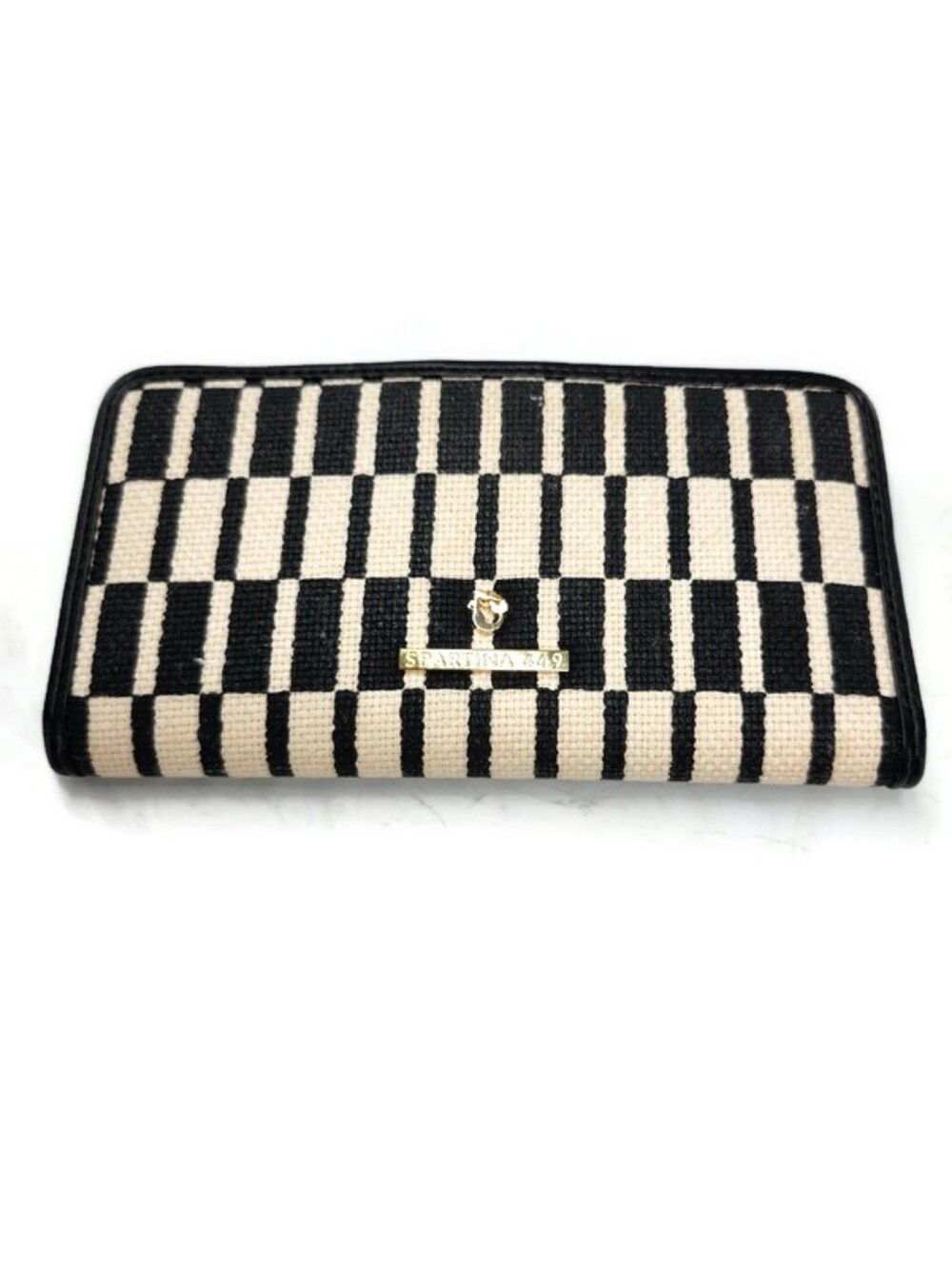 Spartina 449 West RFID Bluff Black & Ivory Woven Linen Leather Bi-Fold Wallet - Picture 3 of 13